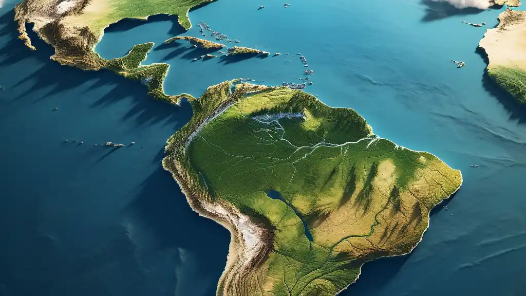 Южная Америка, 3d карта